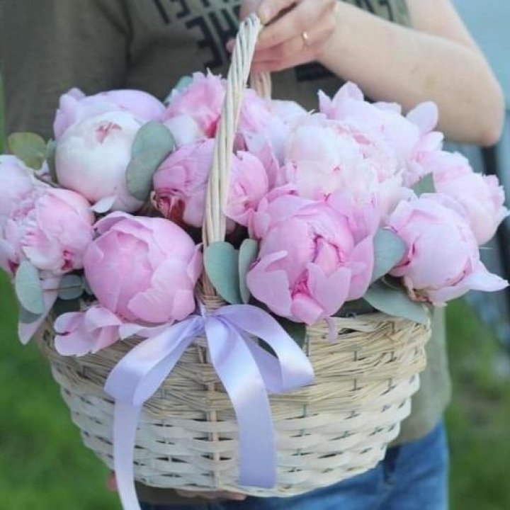 15 пионов в корзине в Пхукете